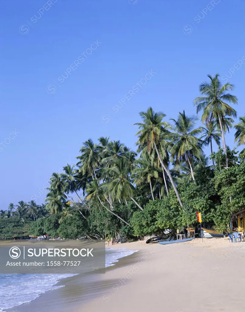 Sri Lanka, Unawatuna, Palmenstrand   Asia, South Asia, island, southwest coast, sandy beach, beach, beach, palms, destination, bath vacation, Summer v...