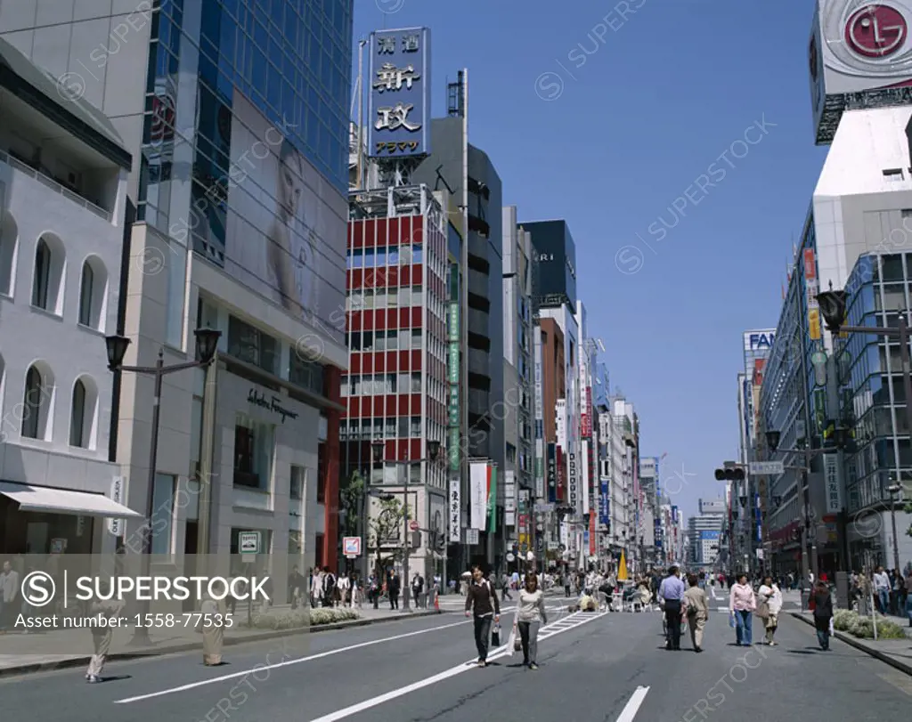 Japan, Tokyo, Ginza, Straßenszene,   Asia, Honshu, capital, city of millions, quarters, Business quarters, purchase quarter, business buildings, skysc...