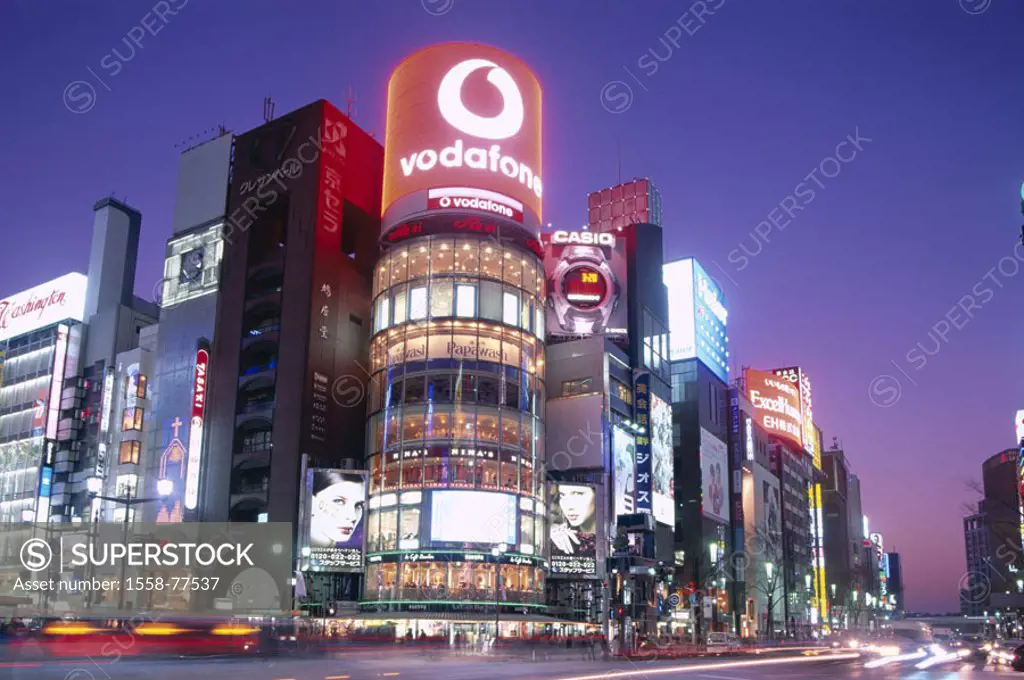 Japan, Tokyo, Ginza, business houses, Street scene, twilight,  Asia, Honshu, capital, city of millions, quarters, Business quarters, purchase quarter,...