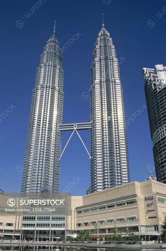 Malaysia, Kuala Lumpur, Petronas Twin towers, detail,  Asia, southeast Asia, capital, city center, skyscrapers, skyscrapers, towers, twin towers, conn...