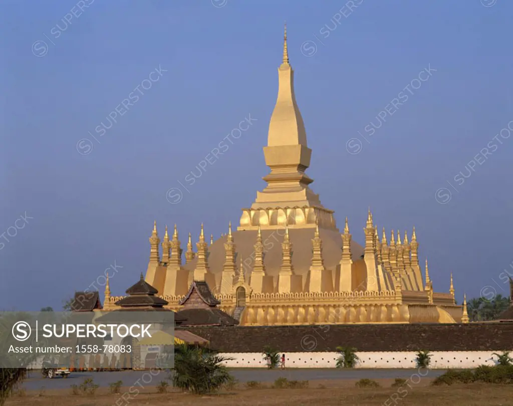 Laos, Vientiane, That Luang   Asia, southeast Asia, rear India, temples, Stupa, construction, buildings, golden, architecture, gilds architecture, san...