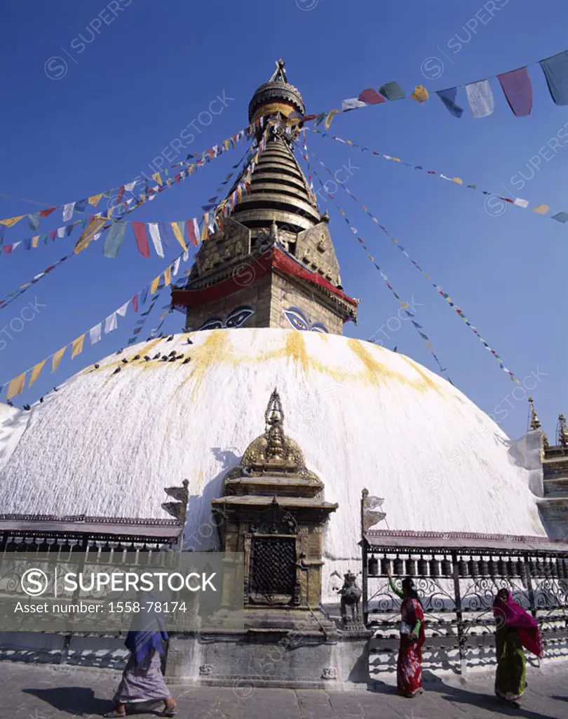 Nepal, Swayambhunath, Stupa,  Believer  Asia, Kathmandutal, cult place, construction, temples, Architecture, sanctuary, sight, concept, Belief, religi...