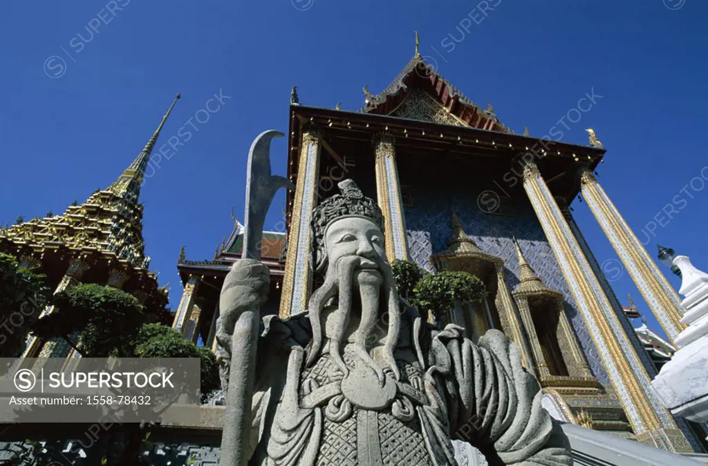 Thailand, Bangkok, wade Phra Kaeo, Temples, stone figure, guards, detail,  Asia, southeast Asia, wade Phra Keo, Grand Palace, palace city, temple inst...