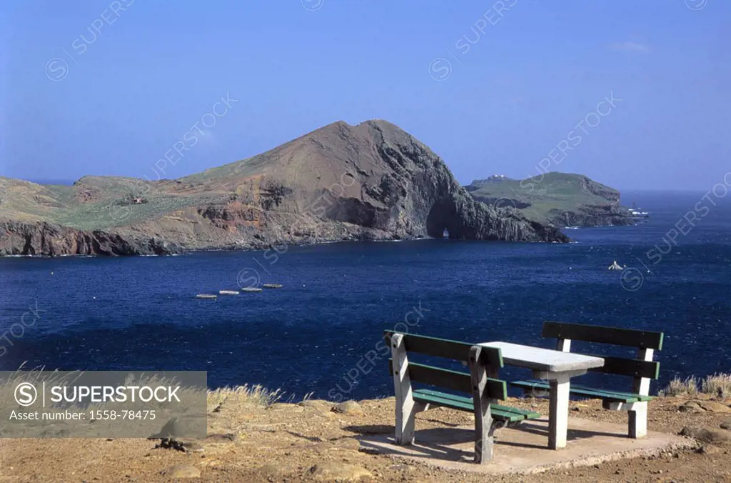 Portugal, island Madeira, coast,  Ostkap, Ponta de Sao Lourenco,  Overlook, resting place,  Sea, Atlantic, Atlantic island, East coast, headland, outl...
