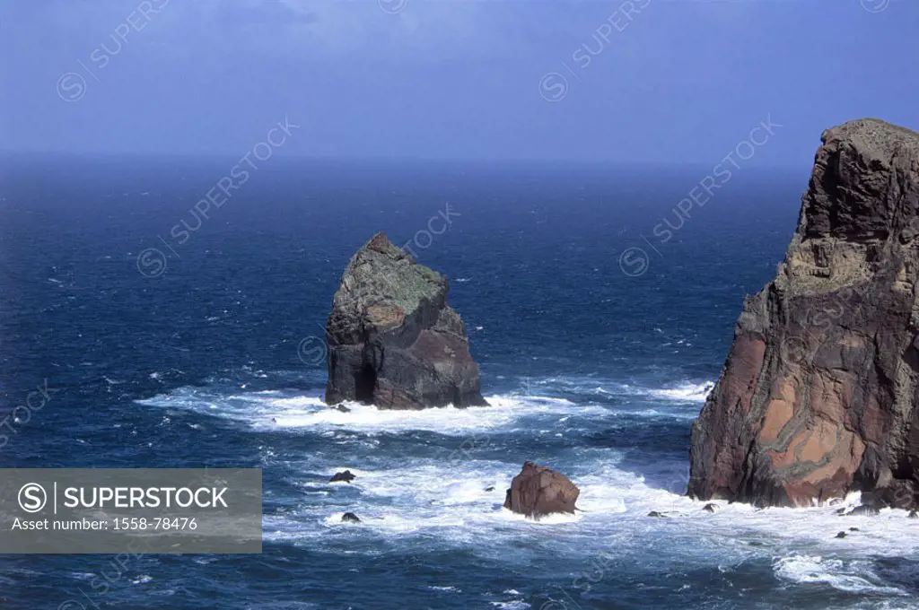 Portugal, island Madeira, coast,  Ostkap, Ponta de Sao Lourenco,  Rocks, sea, surf  Sea, Atlantic, Atlantic island, East coast, headland, climate, nat...