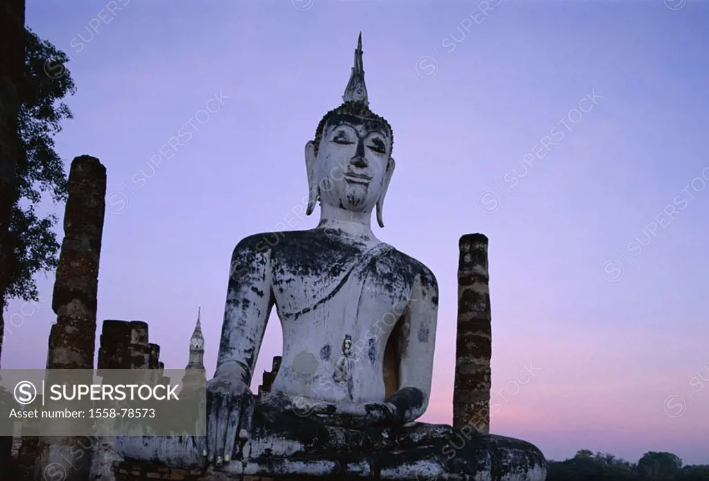 Thailand, Sukhothai, wade Mahathat, Buddhastatue  Asia, southeast Asia, temple installation, statue, Buddha,  sedentary, culture, art, sight, UNESCO-W...