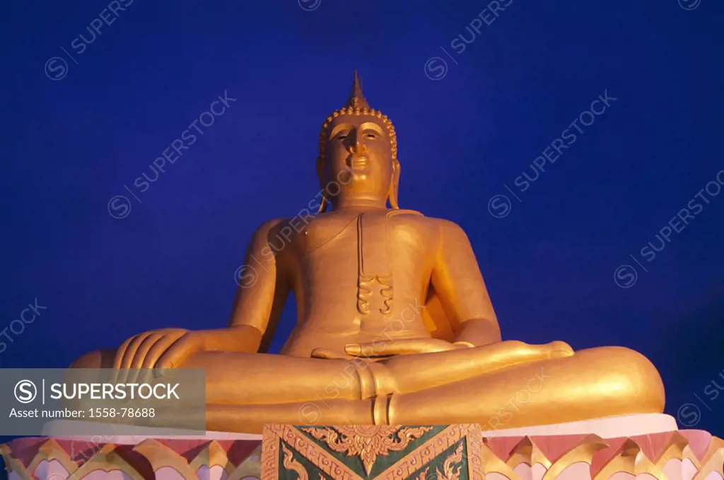 Thailand, island Ko Samui, Ko fan,  Big Buddha Beach, Buddhastatue,  sedentary, dusk Asia, southeast Asia, northeast, Buddhafigur, Buddha, ´Big Buddha...