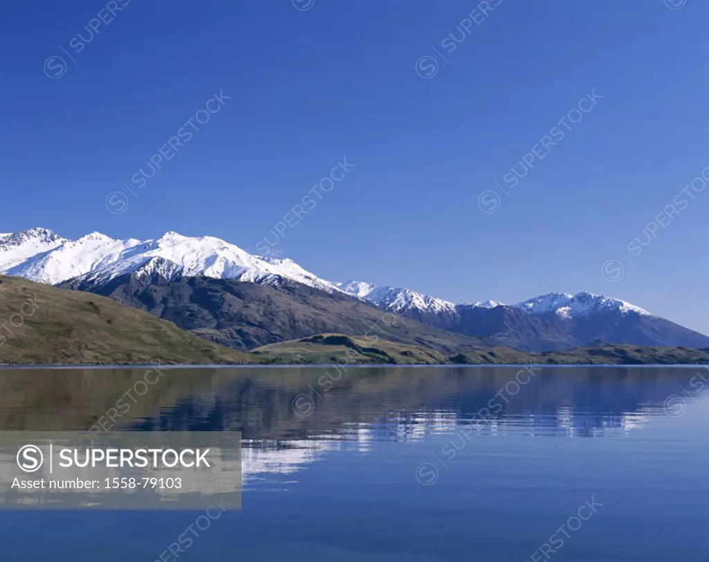 New Zealand, South island, brine Wanaka,  Mountains, summits, snow-covered  Southern Alps Mountain position, New Zealand Alps, highland, mountains, hi...