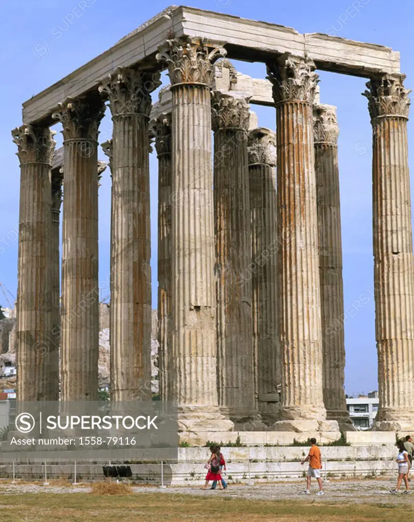 Greece, Athens, Olympieion,  Temple ruin, tourists,   Europe, sight, vacation, culture, destination, tourism, visitors, temples, ruin, columns, korint...