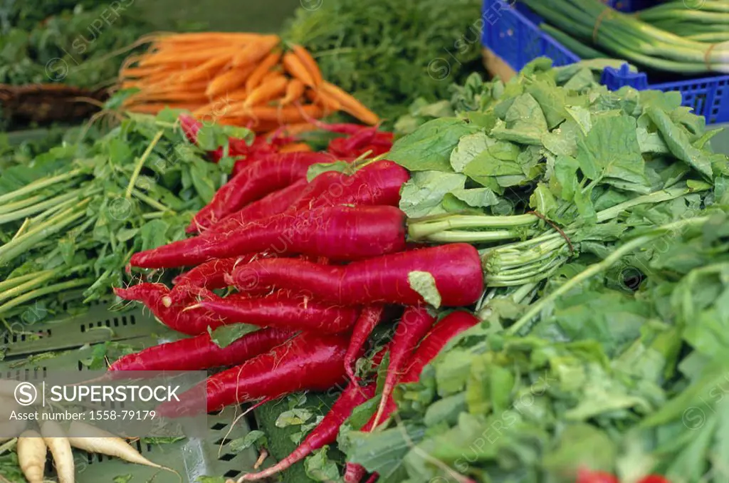 Vegetable sale, radishes, white, red,  Carrots  Market, vegetable market, week market, farmer market, sale, vegetables, different, root vegetables, ne...