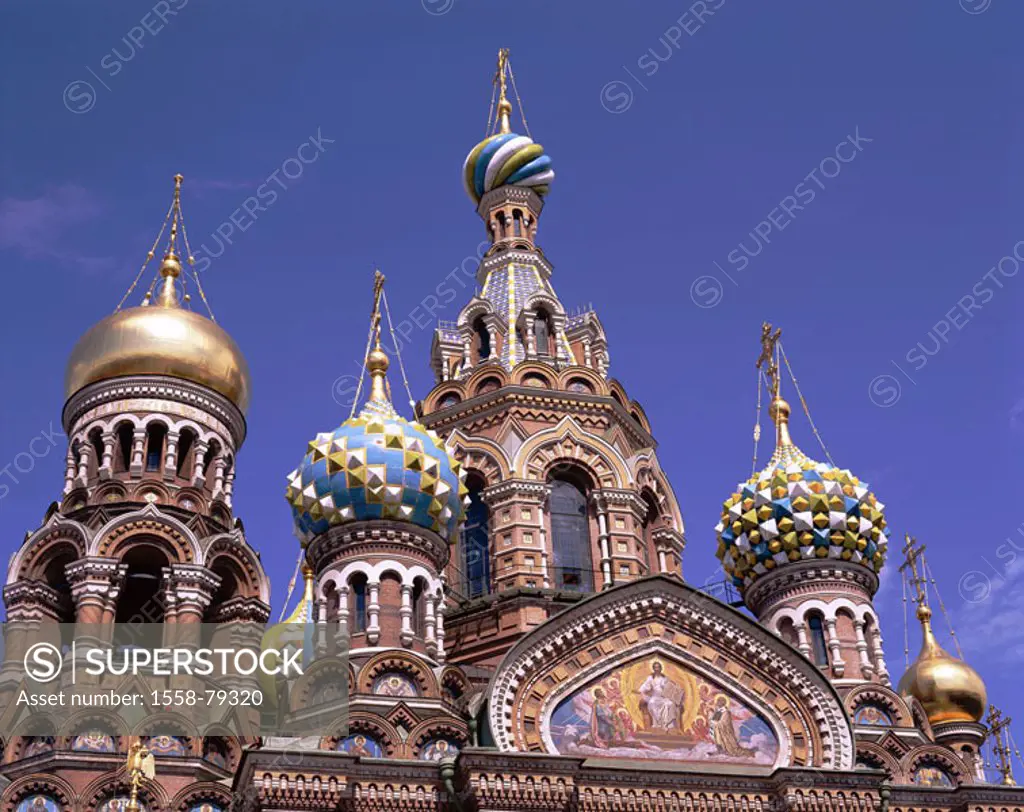 Russia, St. Petersburg, Christi Resurrection church, facade, detail  Sink Petersburg, Saint Peter castle, redeemer church, ´redeemer church on the blo...