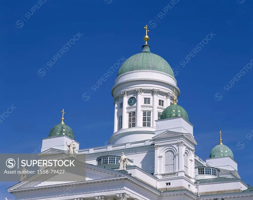 Finland, Helsinki, senate place,  Domkirche, detail,  Series, Scandinavia, church, cathedral, ´Nikolaikirche´, ´Tuomiokirkko´, construction, architect...
