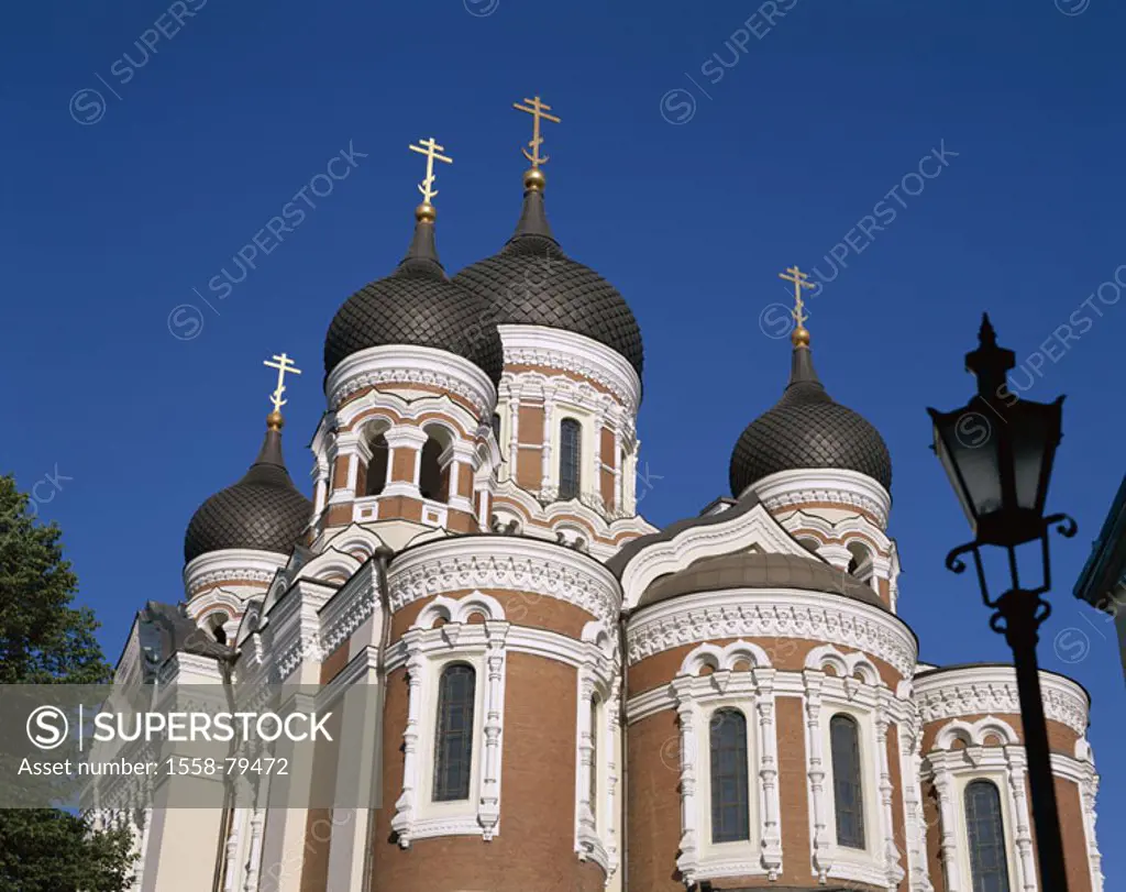 Estonia, Tallinn, Alexander-Newski Cathedral, facade, detail   Series, Baltikum, capital, church, Alexander Newski cathedral, steeples, towers, onion ...