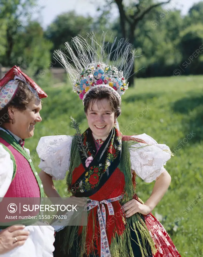 Hungary, Holloko, women, Festtagstracht, smiling, detail  Raven stone, Ungarinnen, traditional costume, headgears, Folklore clothing, folklore, cultur...