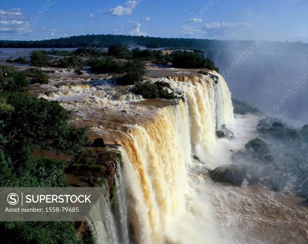 Brazil, Iguacu-Fälle, overview   Series, South America, Iguazu, Iguacu-Fälle, water cases,  Waterfall, sight, tourist attraction, UNESCO-Weltnaturerbe...