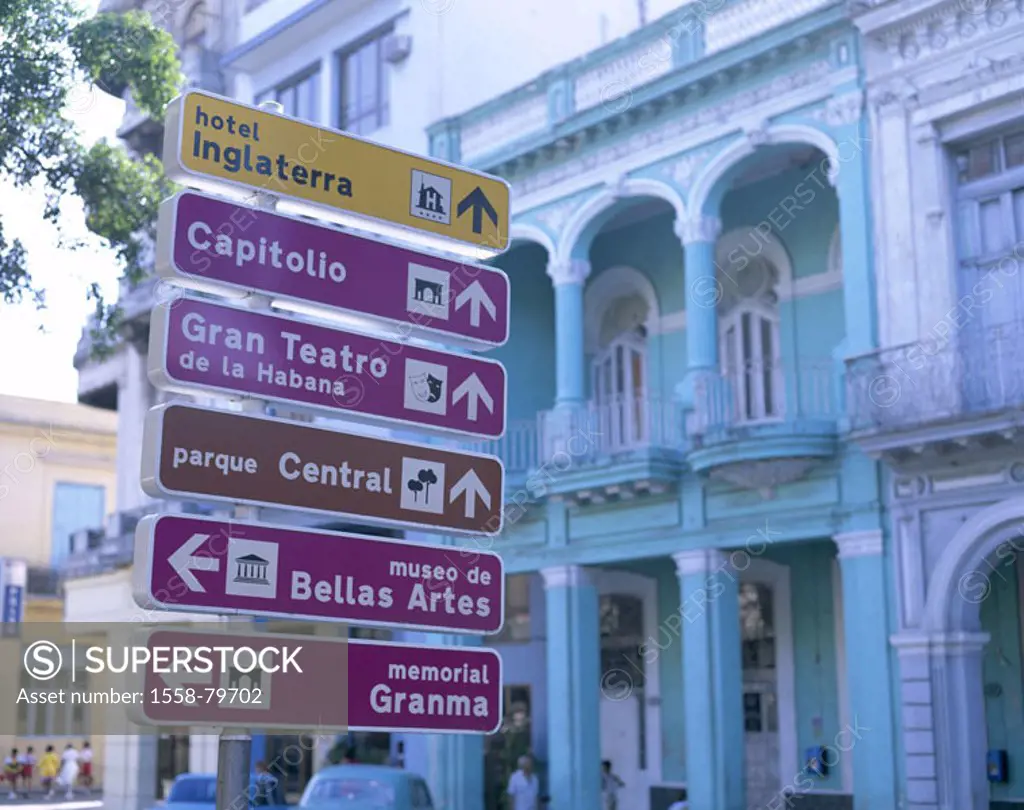 Cuba, Havanna, Schilderbaum, Signs, signposts,  Central America, capital, signs, hint, information, attention, directional ad, Tourism, destination,