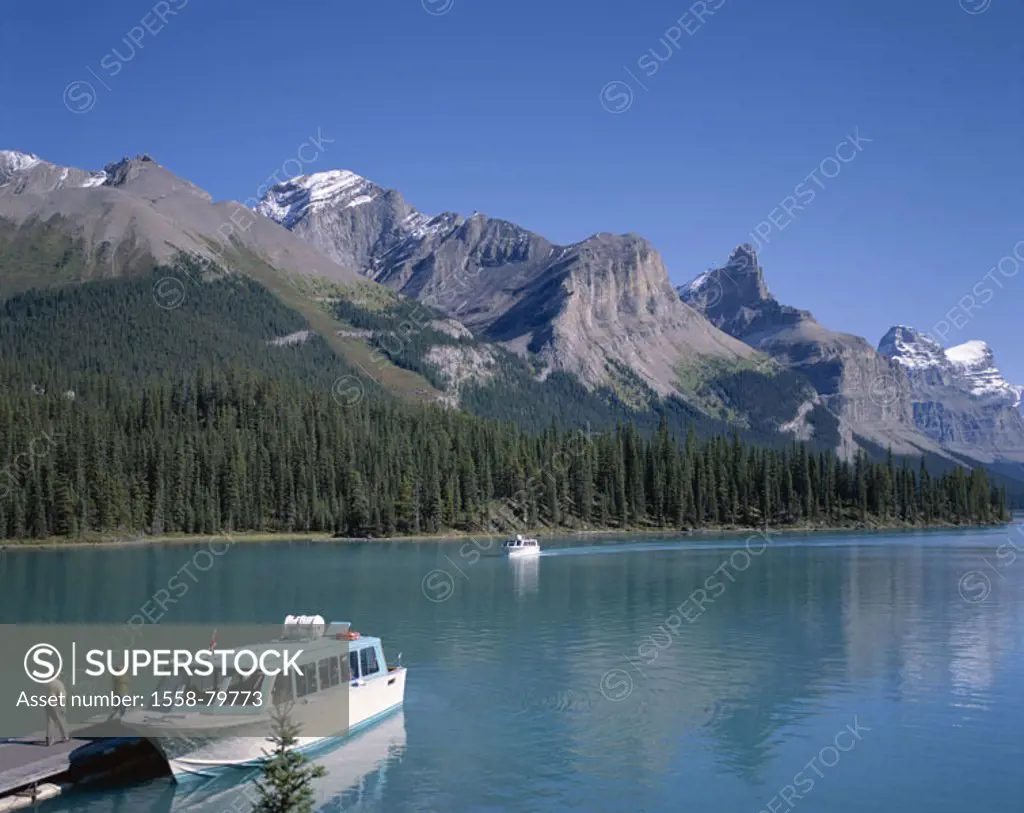 Canada, province Alberta, Rocky Mountains,  Jasper National park, malignant brine,  Trip boats North America, northwest Canada, North American Kordill...