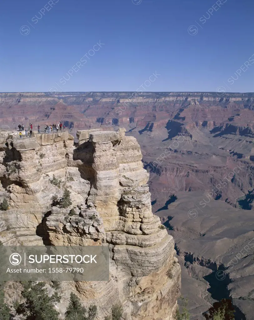 USA, Arizona, Grand Canyon national park,  South Rim, overlook, tourists  North America, unified states Colorado plateau Colorado River national park ...