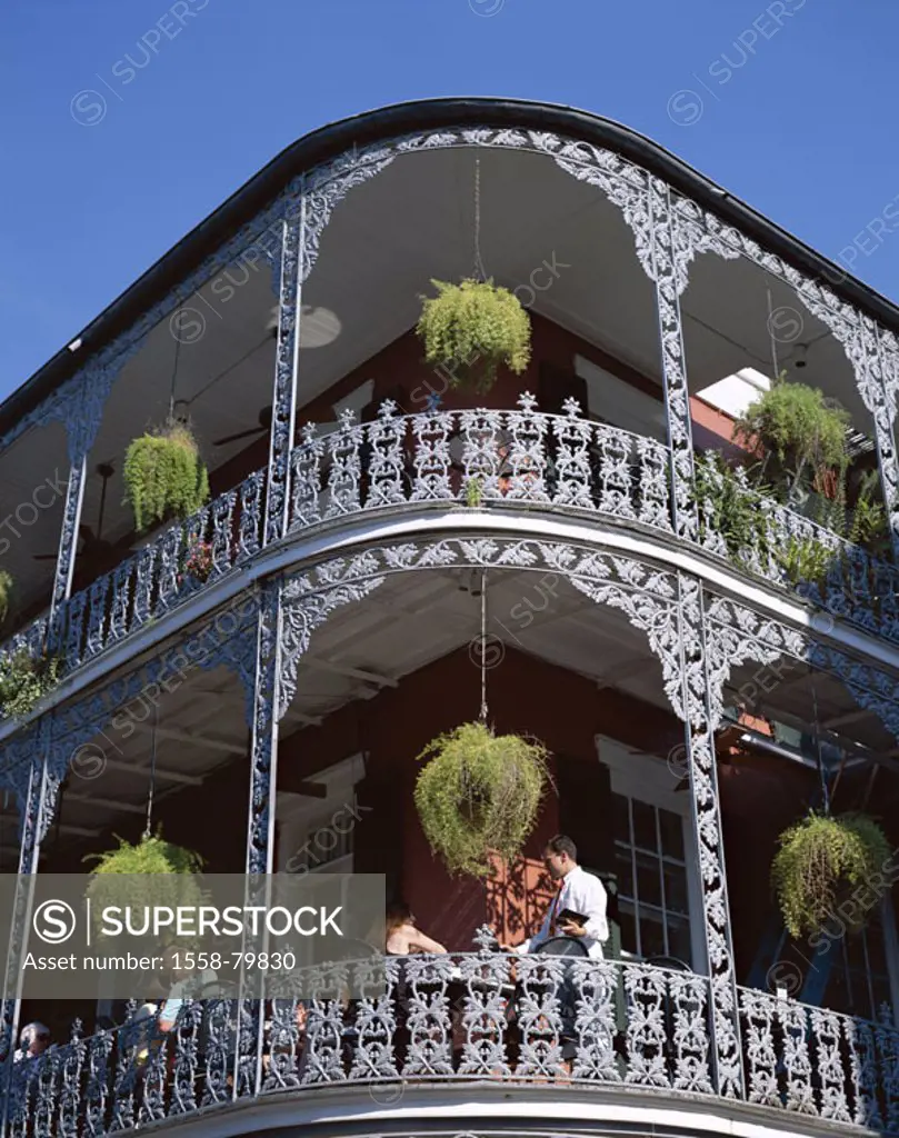 USA, Louisiana, New Orleans, French, Quarter, La industry House, detail  North America, unified states southern states city old town sight, buildings,...