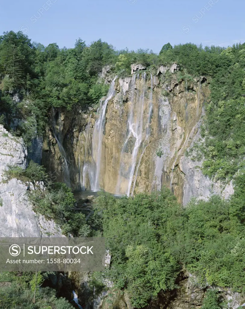 Croatia, Plitvicer seas, Rocks, waterfall,  Balkan peninsula, Dinaric Alps, mountains, forest, rock wall, waters flow, destination, sight, destination...
