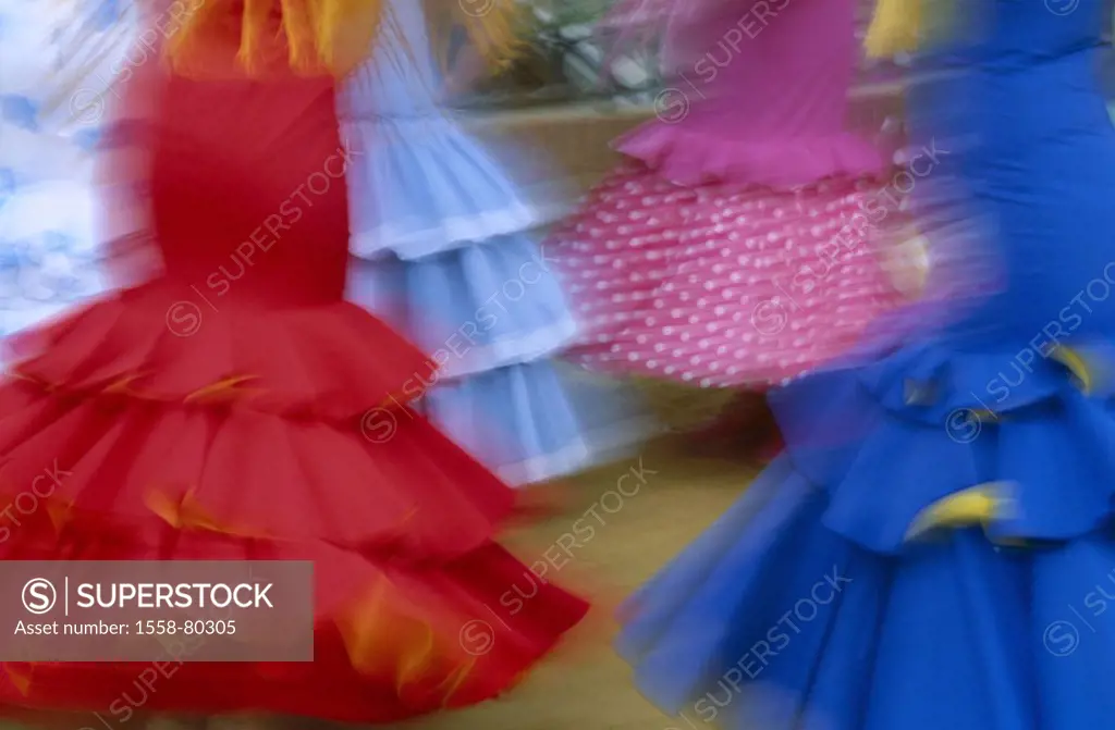 Spain, Andalusia, Jerez of de la Frontera, Fiesta, women, clothes, traditionally, dances,  Detail, movement, Europe, Iberian peninsula, destination, s...