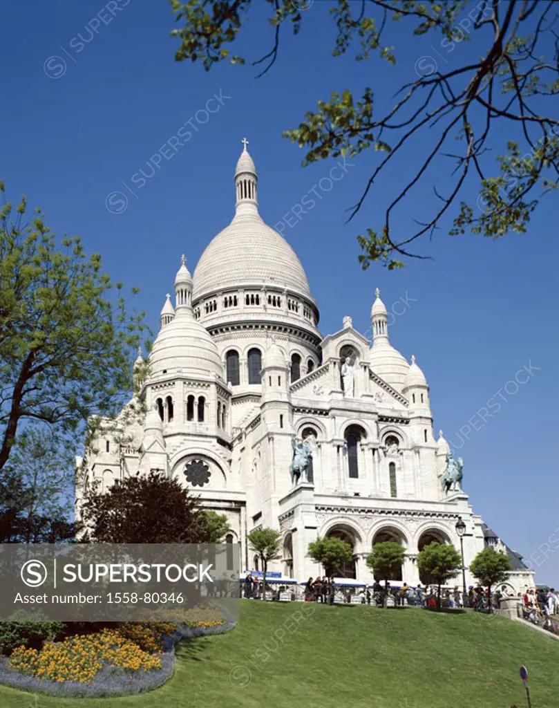 France, Paris, Montmartre, Basilica Sacré-Coeur, visitors,   Europe, capital, sight, landmarks, construction, Sacre Coeur Basilica, church, completion...