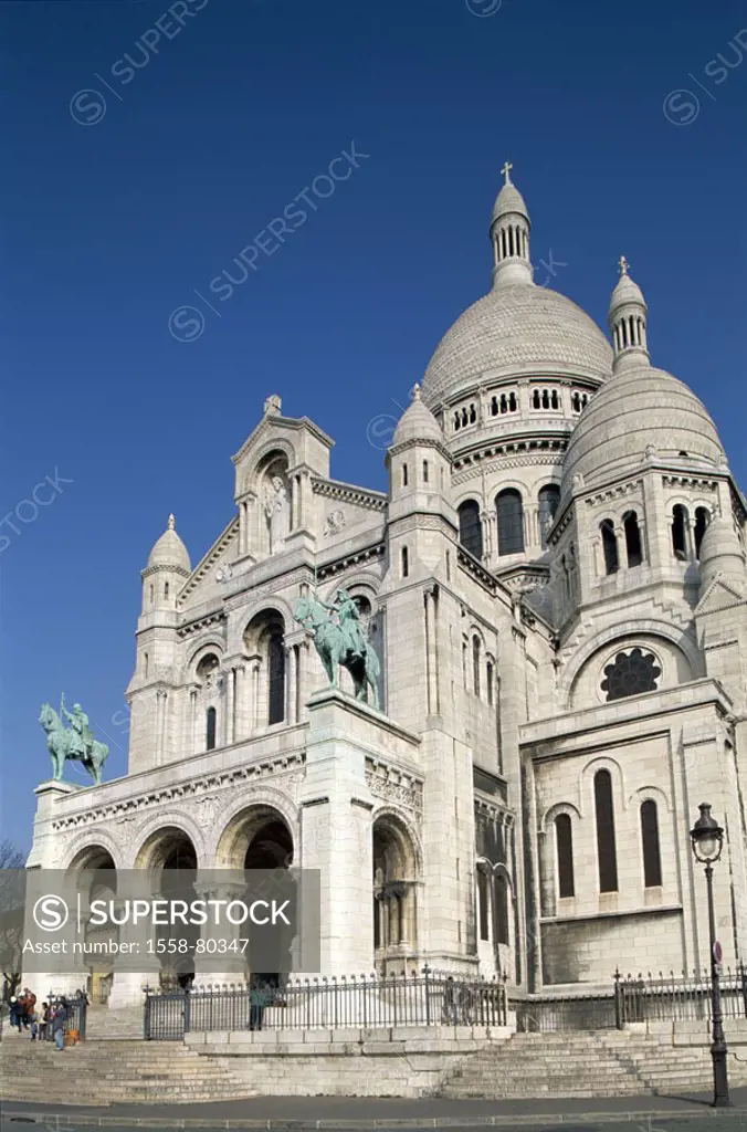 France, Paris, Montmartre, Basilica Sacré-Coeur   Europe, capital, sight, landmarks, construction, Sacre Coeur Basilica, church, completion 1910, dome...