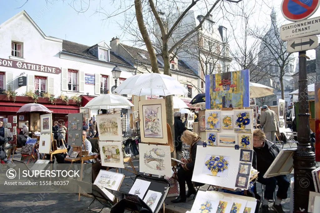 France, Paris, Montmartre, Place,  you Tertre, artists, street painters,  Pictures, sale,  Europe, capital, sight, destination, place, artist quarter,...