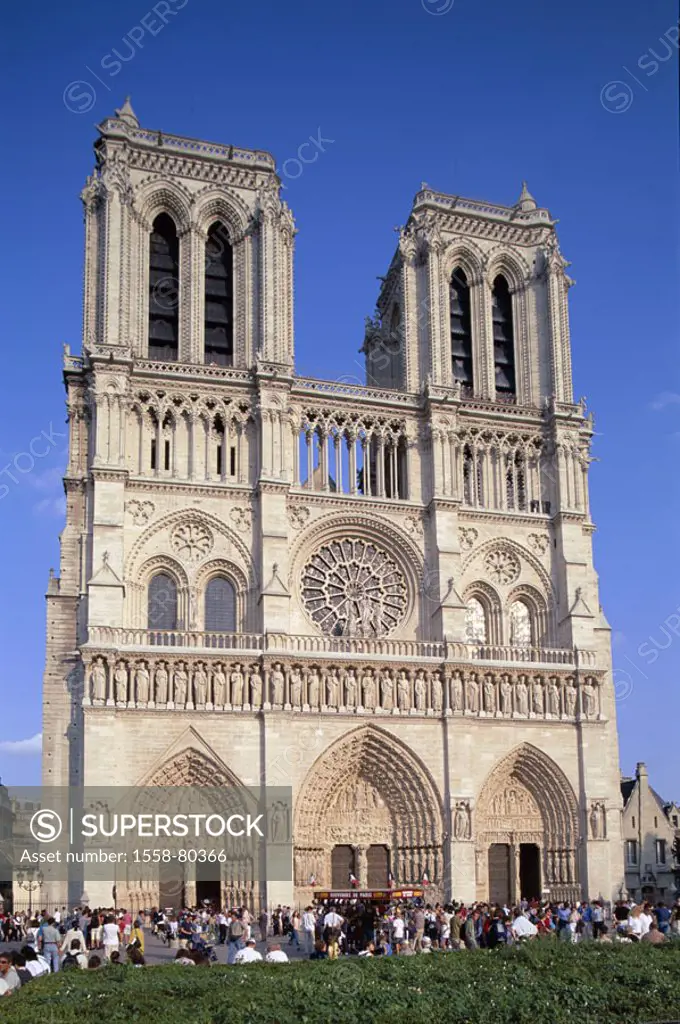 France, Paris, Ile of de la Cite,  Cathedral Notre lady,  Visitors  Europe, capital, sight, destination, Notre-Dame-Kathedrale, cathedral of our loves...