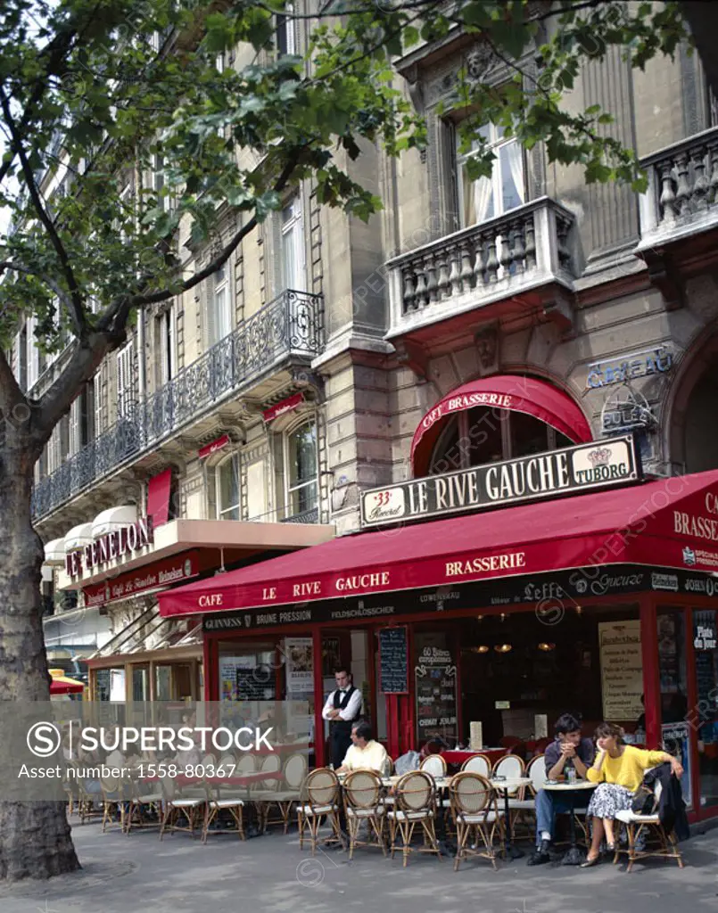 France, Paris, Straßenlokal,  Brasserie ´Rive Gauche´   Europe, capital, gastronomy, bar, bistro, cafe, restaurant, street cafe, typically, outside, f...