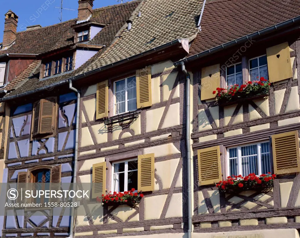France, Alsace, Colmar, old town, ´Petite Venise´, house facades,  timbered houses, detail,  Europe, department Haut-Rhin, head Alsace, district, ´sma...