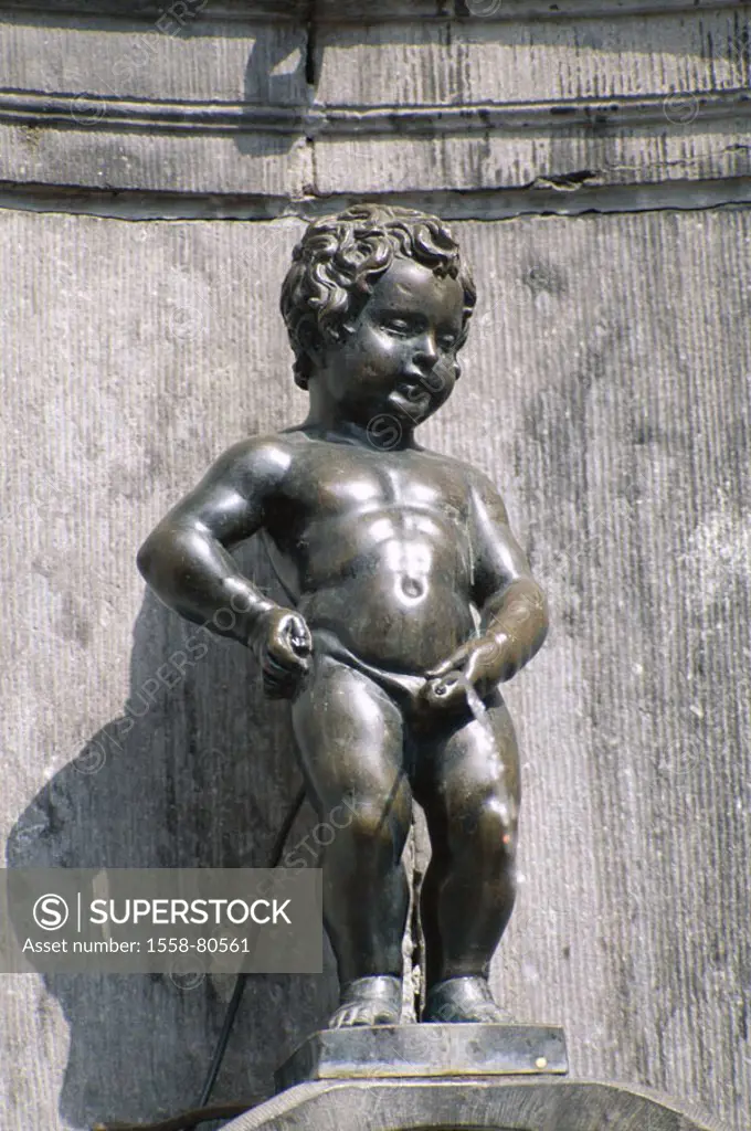 Belgium, Brussels, wells, detail, Manneken-Pis  Series, Benelux, capital, residence city, statue, Well figure, man Ken pis bronze statue Sculptor Fran...