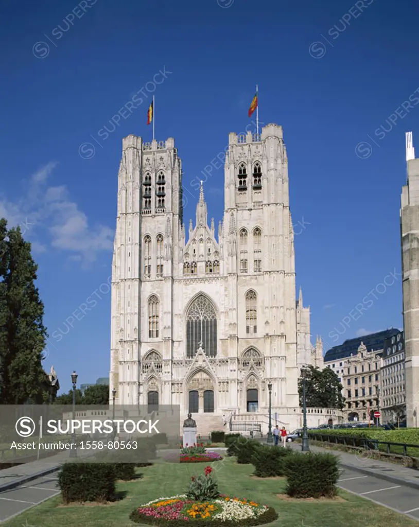 Belgium, Brussels, cathedral Saint-Michel, Park  Benelux, capital, residence city, Sint-Michiels, church, construction, style, Brüsseler Gothic, 13-15...