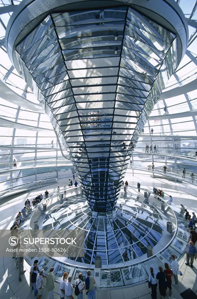 Germany, Berlin, Reichstag buildings,  Glass dome, detail, visitors, reflection,  only editorially! Series, Europe, capital, district, Berlin zoo, gov...