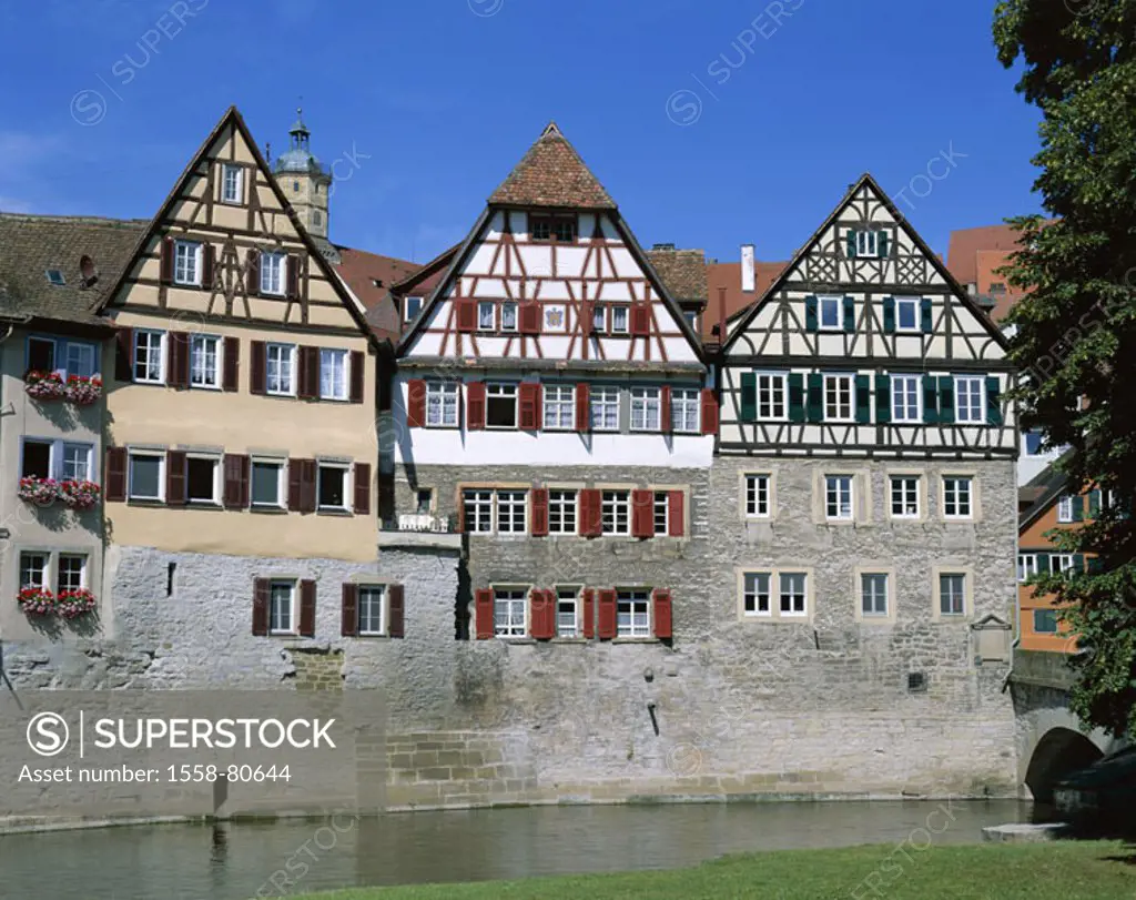 Germany, Baden-Württemberg,  Swabian reverberation, timbered houses,  River stoves Europe, Black forest, city, old town, houses, residences, Häuserzei...