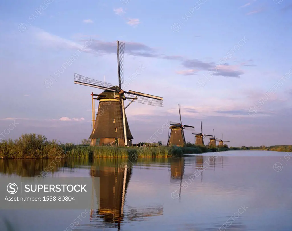 Netherlands, Holland, Kinderdijk,  Windmills   South Holland, ´child dike´, polders Nederwaard, close to Rotterdam, sight, destination vacation trip t...
