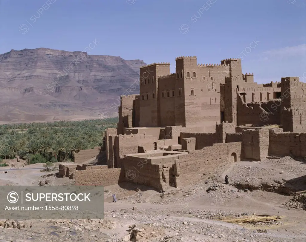 Morocco, west Sahara, Dra-Tal,  Timiderte, Kasbah,  Africa, South Morocco, west Sahara, Vallée you Draa sight Berber castle, clay castle, castle, fort...