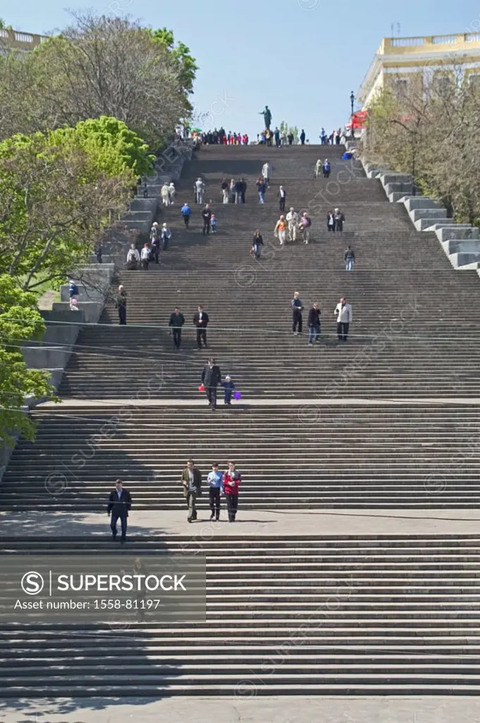 Ukraine, Odessa, Potjomkin-Treppe,  People  Europe, Eastern Europe, black sea coast, city, sight, 192 steps, Potjomkin stairway, construction, archite...