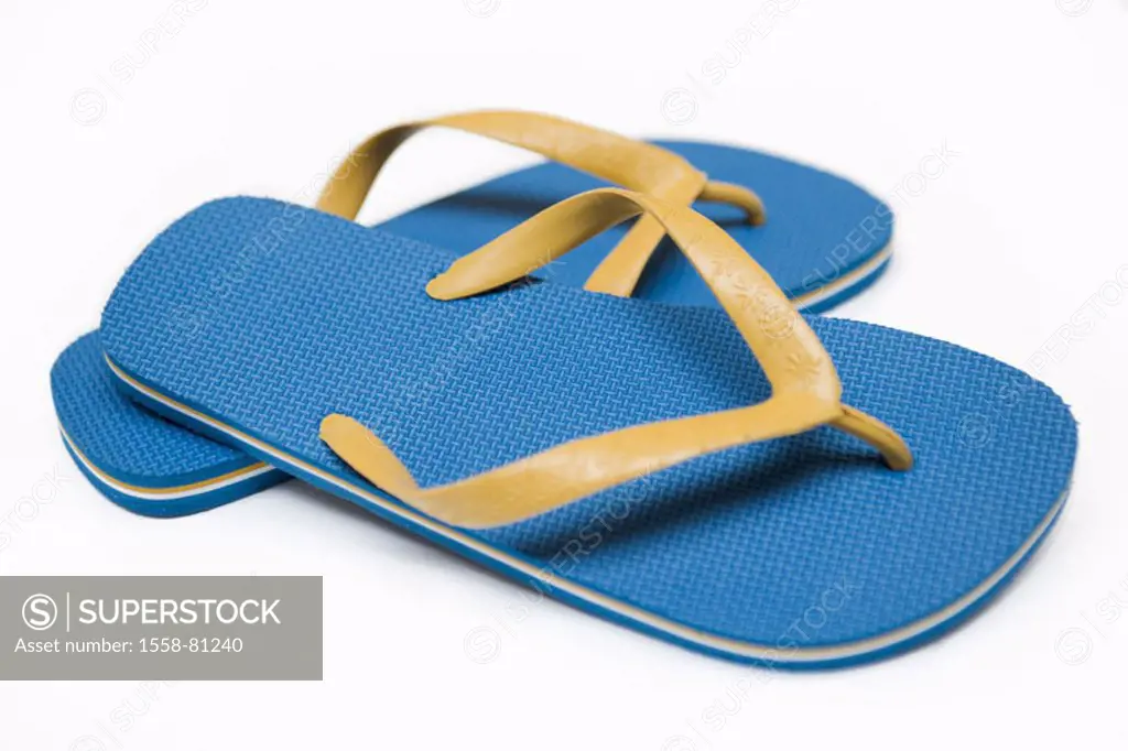 Flip-Flops, blue-yellow,    Flip-flops, toe bridge slip-ons, sandals, bath shoes, bath defeat, summer shoes, plastic shoes, symbol, leisure time, vaca...