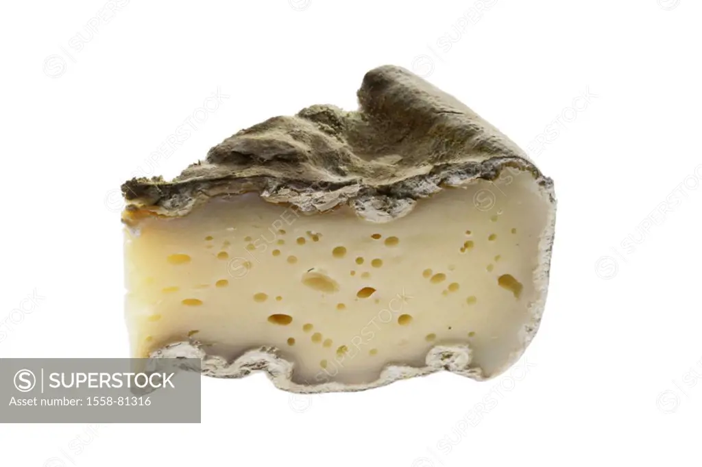 Cheese piece, Tomme Rustique, soft cheese,  Outside mold  Food, dairy product, milk product, cheese, cheese kind, cow´s milk cheese, cheese piece, bar...