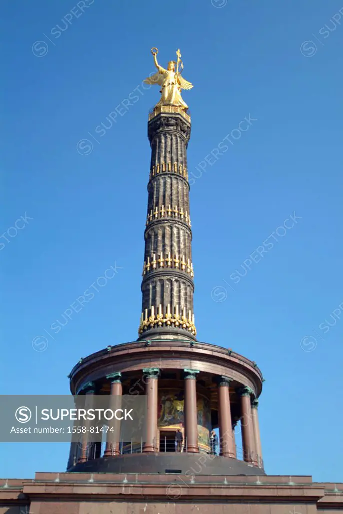Germany, Berlin, zoo, Siegessäule  Europe, Central Europe, capital, place ´big star´ column ´Siegesgöttin Viktoria´ angels golden, gilds, 1864-73, Hei...