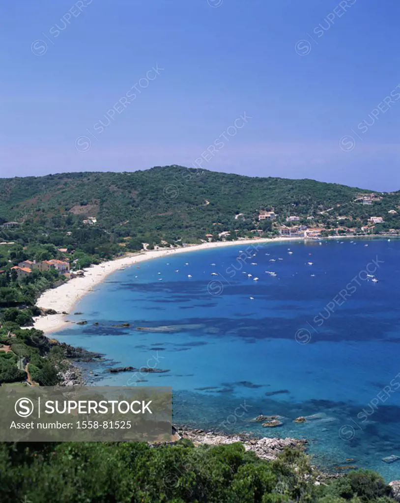 France, Corsica, nuisance de Campomoro    Europe, island, Mediterranean, Mediterranean island, French, West coast, coast, beach, sea, boats, bay, wate...