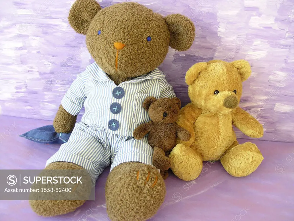 Teddy bears, three, color, size,  different  Toy, toy, Kuscheltiere, material animals, plush animals, teddies, face, dearly, nicely, kindly, fur, cudd...