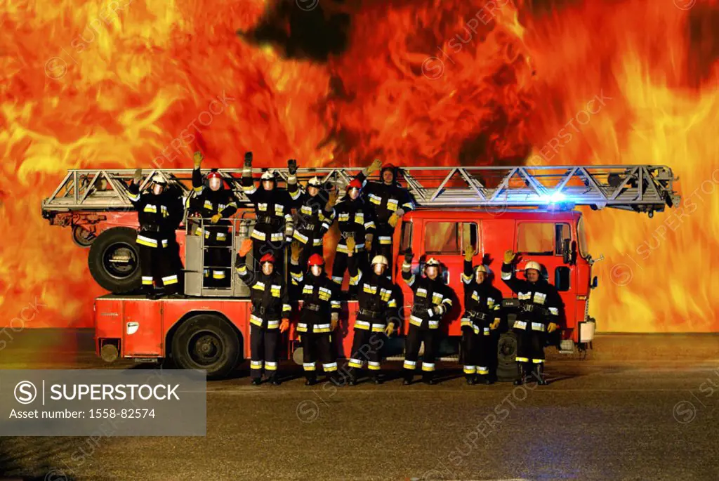 Fire brigade, use cars, team,  Firefighters, waves,   Background, fires, M Occupation fire brigade, fire engines, fire engine, use vehicle, fire bri...