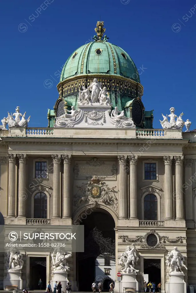 Austria, Vienna, yard castle, Michaelertrakt,  Michaelerkuppel  Capital, culture city, Michaeler-Trakt, buildings, construction, architecture, Archite...