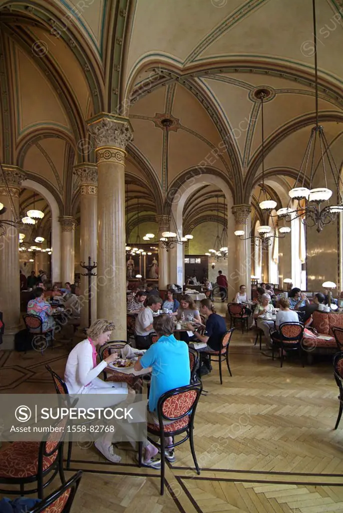 Austria, Vienna, cafe Central, Guests Series, capital, culture city, pub, coffeehouse, column hall, bow hall, interior equipment, symbol, Kaffeetrinke...