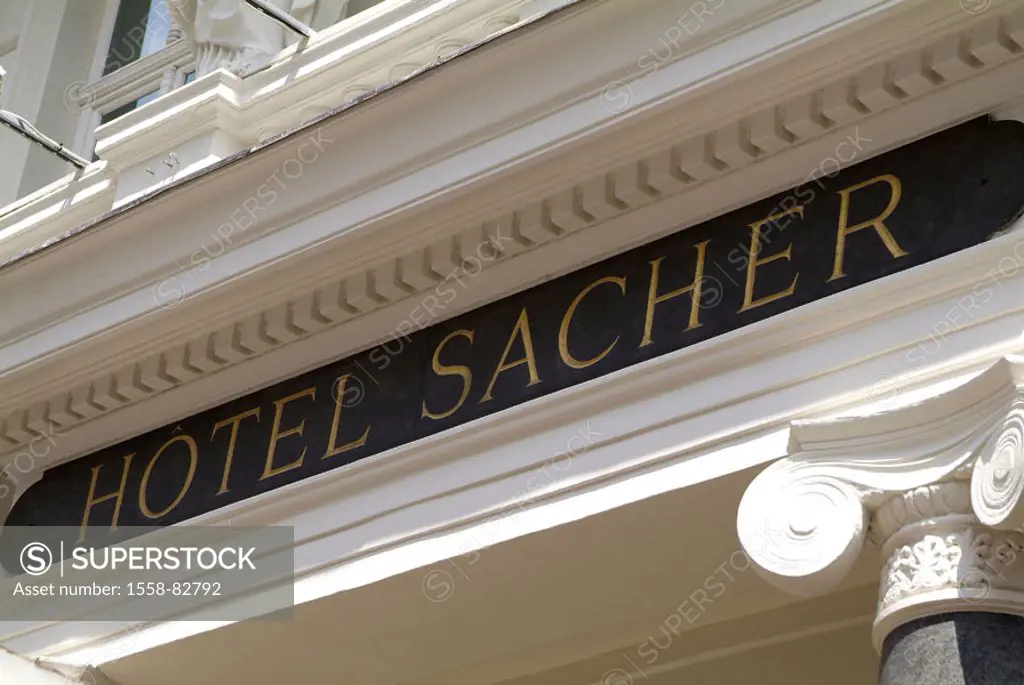 Austria, Vienna, hotel Sacher, At the beginning of area, stroke, hotel name  Capital, culture city, tradition hotel, famous,  universally known, gastr...