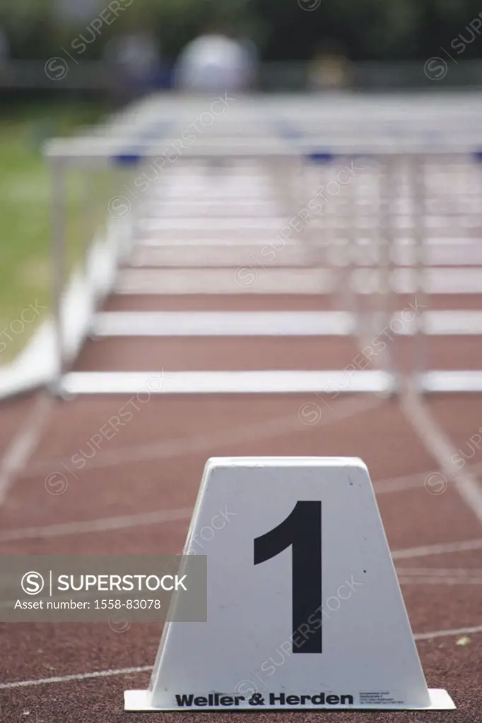Tartan track, hurdles, start place, No., 1,  Fuzziness  Sport, sport, run sport, athletics, hurdling, track, career, start, start block, number, task,...