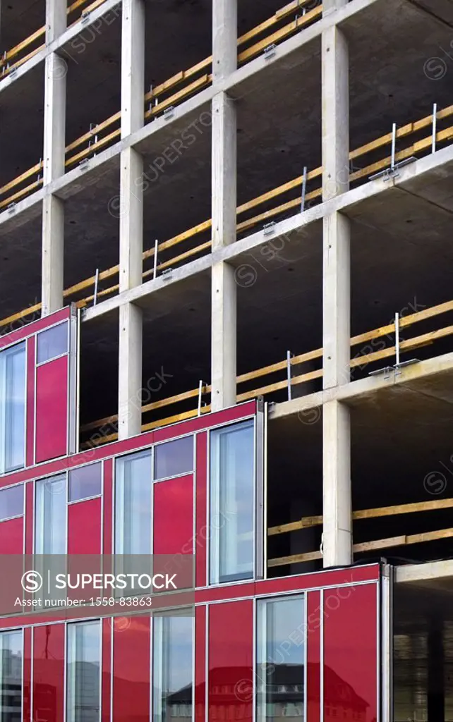 Building site, office buildings, shell,  Facade, detail,  Economy, construction industry, industry, building industry, construction, construction work...