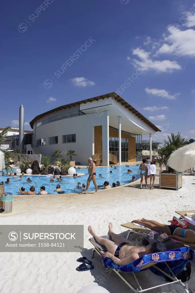 Austria, thermal Geinberg, visitors,  Caribbean lagoon   Head Austria, Geinberg, vacation, leisure time, relaxation, recuperation, guests, basins, poo...
